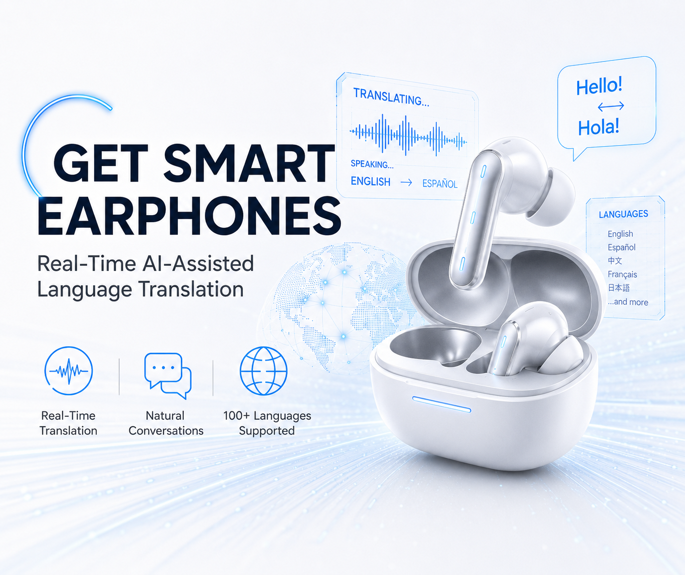 Smart Earphones hero image (light mode)